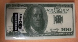 100 Dollar Bill Printed Napkins Tissues, 10 ct.
